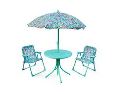 Galileo Casa Ensemble Table avec Parasol et 2 chaises, Multicolore