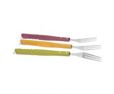 RUECAB 3465200010148 Fourchette Barbecue Manche Bois en Couleur, Vertjaunepourpre, 2x3x46,5 cm