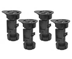 Wagner Lot de 4 Pieds de Cuisine réglables 12039500 Lot de 2 – Plastique Noir, diamètre 46 x 100 – 120 mm avec Plaque de vissage.