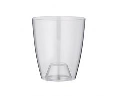 greemotion Pot à orchidée transparent Ornella de 13 cm de diamètre - Pot à fleurs élégant en plastique pour l’intérieur - Petit pot de fleurs zen aux lignes modernes