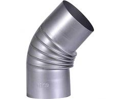 FIREFIX A100/B4 FAL Arche 45° Rigide ø 100 mm – Tubes de poêle en tôle dacier 0,6 mm dépaisseur, Muffin intérieur Longueur soudé au Laser Argenté