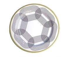 sunvibes Set de 6 Grandes Assiettes Maillon Beige, Blanc/Bleu/Gris, 25x25x1,5 cm