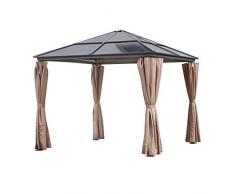 greemotion Tonnelle à toit rigide Hardtop – Barnum professionnel 3x3 m – Pavillon de jardin taupe et gris anthracite – Barnum étanche et robuste – Tonnelle toit dur imperméable et résistante