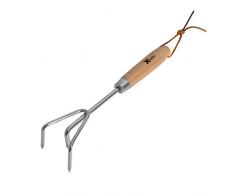 Xclou Griffe piocheuse de jardin en bois de frêne - Cultivateur de jardin avec manche ergonomique 32,5 x 8 x 6 cm - Petite griffe à fleurs 3 dents