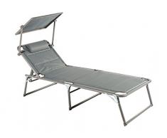 Meerweh Chaise Longue XXL en Aluminium avec Toit 200 x 70 x 37.5 cm Anthracite