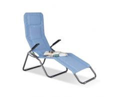 Relaxdays Chaise longue Transat pliable plage jardin relaxation dossier inclinable jusquà 150 kg, bleu