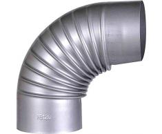 FIREFIX A120/B FAL Arche 90° Rigide ø 120 mm – Tubes de poêle en tôle dacier 0,6 mm dépaisseur, revêtement intérieur coulé au Laser, argenté