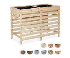 Relaxdays Parterre élevé en Bois, pour Balcon, terrasse & Jardin, Film Inclus, Jardinière sur Pieds, Nature