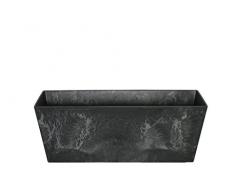 Ivyline Artstone Pot de Fleurs, Jardinière Ella, résistant au Gel et ultraléger, Noir, 55x17x17cm