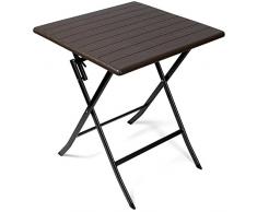Vanage - Table dappoint - Table de Jardin carrée avec Effets bois - Structure en acier - Pliable et ultra compacte - Parfait pour Jardin, Terrasse et Balcon