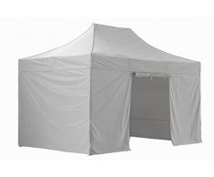 GREADEN Tente Pliante Blanche avec 4 Murs Amovibles 3x4,5m Super Robuste Tube 40mm en Aluminium Bâche 420D étanche Barnum Pliante + Sac de Transport