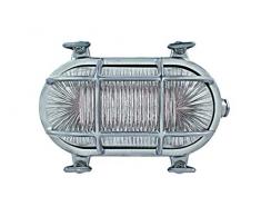 NB LIGHTING-APPLIQUE EN LAITON OVALE FINITION NICKEL, HERMES ART 130, DIFFUSER EN VERRE TRANSPARENT DOUILLE EN PORCELAINE E27 MAX.60W 19 x 12,5 x 11cm