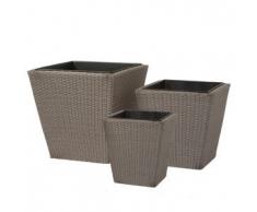 Siena Garden 825850 507098 3 – Pièces de pot de fleurs, Vaisselles Mocha-brushed, plastique tissé carré