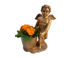 Patric Rotte Ecker Bronze Figurine, Ange avec planzschale en Bronze, Peint à la Main, Bronze, 16 x 24 x 35 cm, 3611