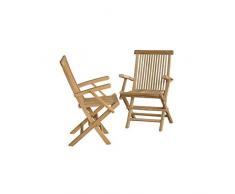 Lot de 2 fauteuils de Jardin pliants en Bois de Teck