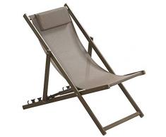 Dehner Strand-Klappstuhl Aruba, ca. 109.5 x 87.5 x 58 cm, Textilien/Aluminium, Braun Chaise Pliante, Marron