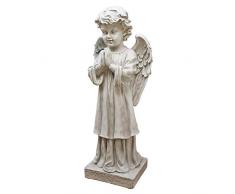 Design Toscano EU21930 Statuette de Jardin Message de lAnge, Blanc Cassé, 19 x 26.5 x 71 cm