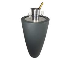 PlastUp Rotomoulage Conique Gris 200L 2 en 1 Pot de Fleurs et Table de Cocktail INOX Delight, Diamètre 60cm et Hauteur 121 cm