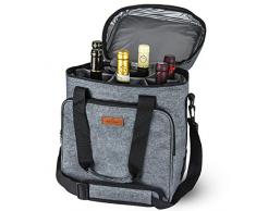 Freshore Porte-Bouteilles Isotherme 6 Bouteilles Sac fourre-Tout - Portable Sac de Transport rembourré transportable Sacoche de Transport Bandoulière réglable - (Gris Espace)