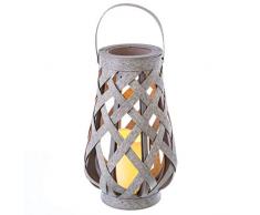 Ldk Garden Lanterne Porte-Bougies LED Gris Clair