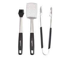 AmazonBasics Tablier en coton et ensemble d’ustensiles avec spatule, pince et pinceau à badigeonner
