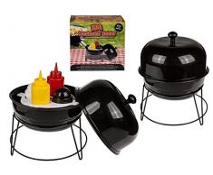OOTB 71/3145 Support à épices, Barbecue sphérique avec Bouteille de sel, Poivre, Moutarde et Ketchup en Plastique, Noir, 12 x 22 x 21 cm