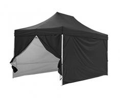 Tente Pliante Noire + Pack Côtés 3x4,5m Premium Light Tube 32mm en Acier Bâche 220g/m² Enduit PVC 100% ÉTANCHE Barnum Pliante + Sac de Transport