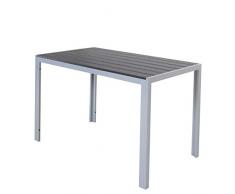 Chicreat - Table en aluminium avec plateau en polywood, Argenté et noir, 120 x 70 x 75 cm