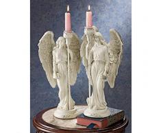 Design Toscano EU79299 Bougeoirs sculptés Anges de la Vertu, Off White, 10 x 16,5 x 35,5 cm