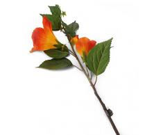 Floral Elegance Artificiel 92 cm Tige Unique Orange Hibiscus X 6 – Artificiel de Plage de Fleur en Soie