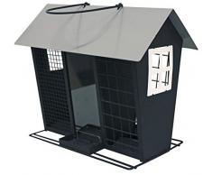 Windhager Mangeoire Trio, Silo, poulailler, Distributeur de Nourriture pour Oiseaux, 06998, Noir/Argent