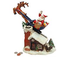 Design Toscano SP2255 Décorations de Noël - matricés Noël Sleigh Ride Père Noël Collector Fer mécanique Tirelire - Caisse dépargne - Tirelire