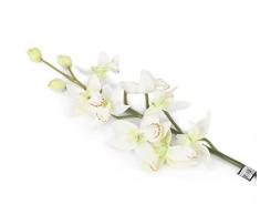 Floral Elegance Orchidée Cymbidium Artificielle 84 cm Tige Simple Blanc et Vert x 6 – Gamme Fleurs Artificielles Soie