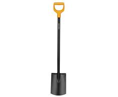 Fiskars Bêche à bord rond pour sols meubles et peu caillouteux, Longueur : 117 cm, Lame en acier de qualité/Plastique, Noir/Orange, Solid, 1003456