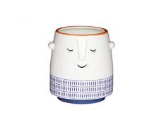 Kitchen Craft Petit Pot de Fleurs décoratif dintérieur, Céramique, Bleu/Blanc, 11.5 x 12 cm