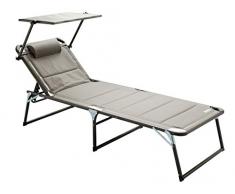 Meerweh Chaise Longue XXL en Aluminium avec Toit 200 x 70 x 37.5 cm Gris