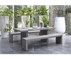 MACABANE 820000 Salon de Jardin Couleur Beton en Fibre de Ciment Dimension 200cm X 90cm X 75cm