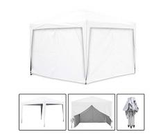 GREADEN Tonnelle de Jardin Blanche + Pack Côtés 3x3m ECO Tube 30mm en ALU & Acier Bâche 220g/m² Enduit PVC 100% ÉTANCHE Tente Pliante + Sac de Transport