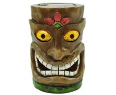 Dehner Figurine décorative Whakan Totem avec Solaire, env. 15.7 x 11 x 10.5 cm, polyrésine/Plastique, Marron Lampe Solaire