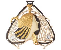 Design Toscano Jeune Fille au Paon avec Miroir Sculpture Murale, Ivoire, 2,5 x 34,5 x 34,5 cm