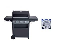 Campingaz BBQ à gaz Class 3 LBD, 3 brûleurs en inox, Puissance 9.6kW + Campingaz Tuyau Souple à Visser de 1.25m pour Barbecue à Gaz