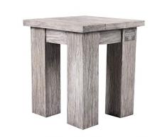 STRANDGUT07 - Tabouret table d’appoint en teck 40 x 40 cm environ lavis gris