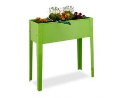 Relaxdays Potager élevé en métal jardinière sur pied balcon en hauteur terrasse HxlxP: 80,5 x 81,5 x 31 cm, vert clair