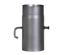 Tuyau de poêle en acier de 2 mm de diamètre (tube tubulaire) de 130 mm de diamètre, pour poêle et feu, Senotherm, gris foncé, 250 mm de long avec clapet de réglage