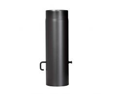 FIREFIX R150/5D Tuyau de poêle en Acier de 2 mm dépaisseur (Tuyau de chaudière) de 150 mm de diamètre, pour poêles et foyers, Senotherm, Noir, Longueur 500 mm avec Rabat de régulateur