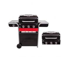 Barbecue hybride Char-Broil Gas2Coal 330 - Barbecue à gaz et charbon à 3 brûleurs, finition noire.