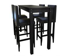 Helloshop26 1202004 Lot de 4 Tabourets de Bar avec Table Haute, Multicolore, 115 x 55 x 107 cm