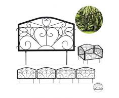 Relaxdays Bordure Potager, clôture Jardin 4 éléments, Fer, Antique, Ornements, H x L : 33 x 225 cm, Noir