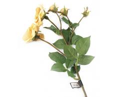 Floral Elegance Artificiel 87 cm Tige Unique Doré Jaune et Rose à Embout Spray Roses X 6 – Artificiel de Plage de Fleur en Soie