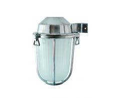 NB LIGHTING-LANTERNE MURALE EN LAITON FINITION NICKEL, LAMPADA ART.78F, DIFFUSER EN VERRE SATINE DOUILLE EN PORCELAINE E27 MAX.75W 22,5 x 18 x 15mm